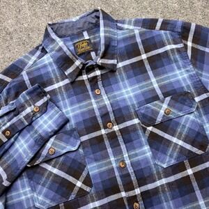 Jachs Heritage Flannel Shirt Men's XXL Blue Black Plaid Cotton Button Down 2XL